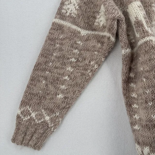 Venezia Jeans Sweater Women 14/16 Brown Reindeer Fair Isle Nordic Oversized - Image 7