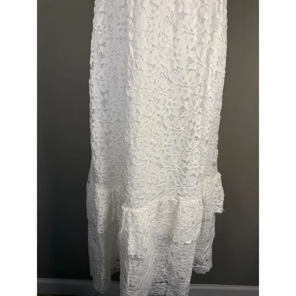 Draper James White Lace Ruffle Strap Midi Dress‎ Southern Bridal Cottagecore S - Image 4