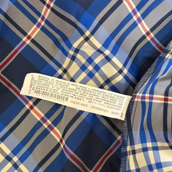 ZARA‎ Blue Plaid Taffeta Dress Belted Tie Waist Midi Buttondown Preppy Small - Image 14