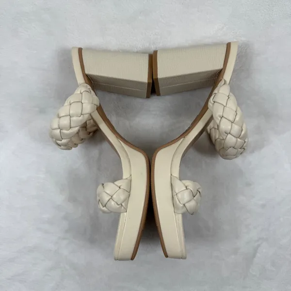 A New Day Womens Cream Braided Double Strap Block Heel Platform Mules Size 9.5‎ - Image 4
