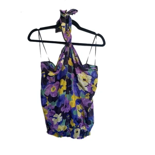 fairy y2k whimsical office Floral Halter 100% Silk size :‎ Medium - Image 2