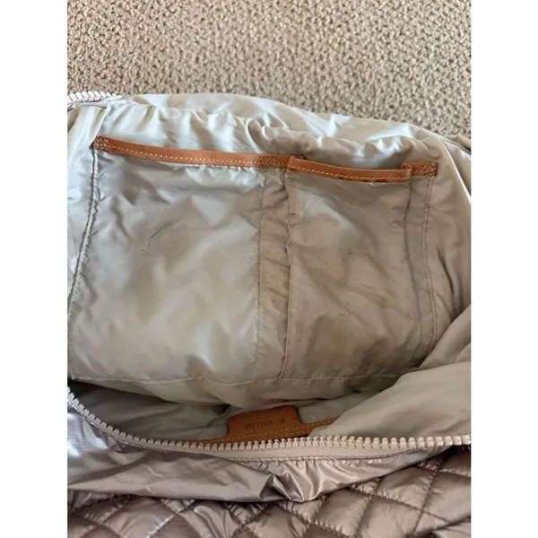 MZ Wallace Metro Tote Deluxe Medium Metallic Rose Gold Quilted Nylon Travel Bag - Image 8