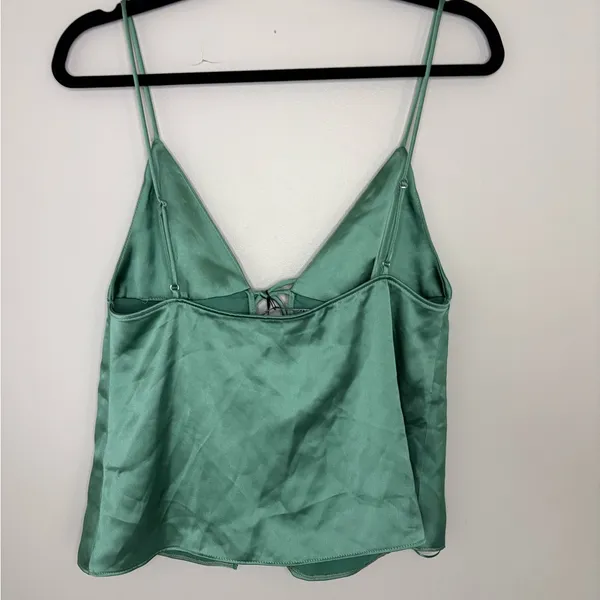 ZARA Satin Tie Front Cami Top Sage Green Size S NWT - Image 5