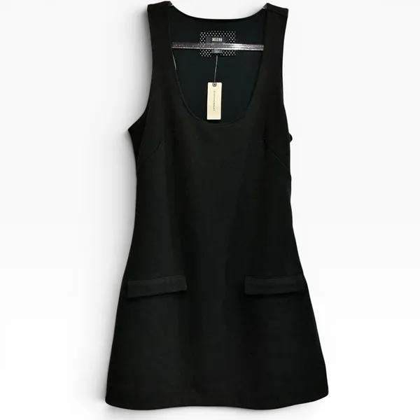 NWT‎ Anthropologie Black Scoop Neck Racerback Mini Dress with Pockets Small NWT - Image 3
