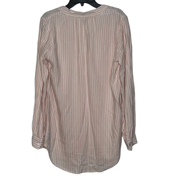 Aerie Womens Blouse Top‎ Size XXS Pink White Striped Cotton Blend Ruffled Womens - Image 5