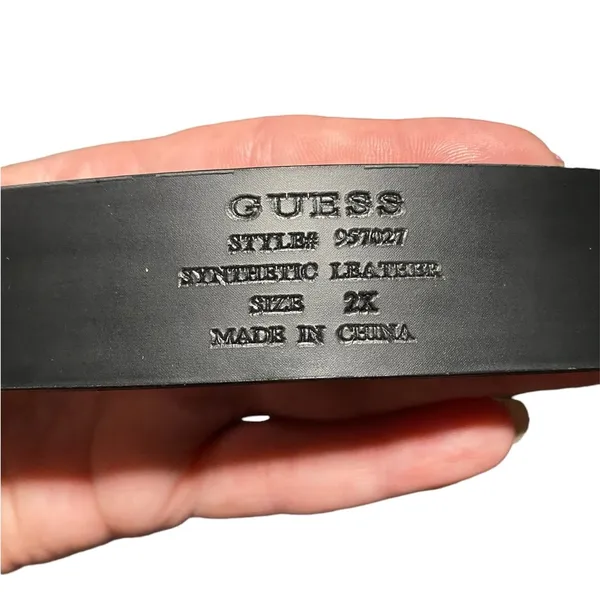 Guess Rhinestone signature black belt unisex 2X - Image 3