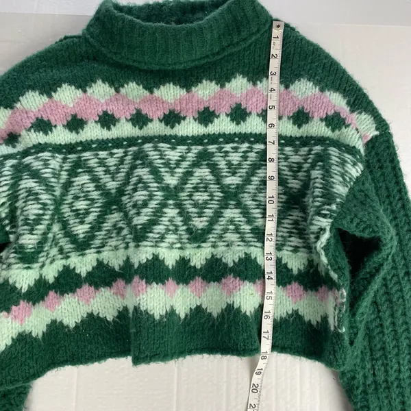 Free People Green and Pink Patterned Sweater - Image 9
