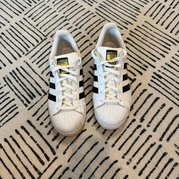 Adidas Superstar White Black Leather Shell Toe Sneakers Women’s 8 - Image 3