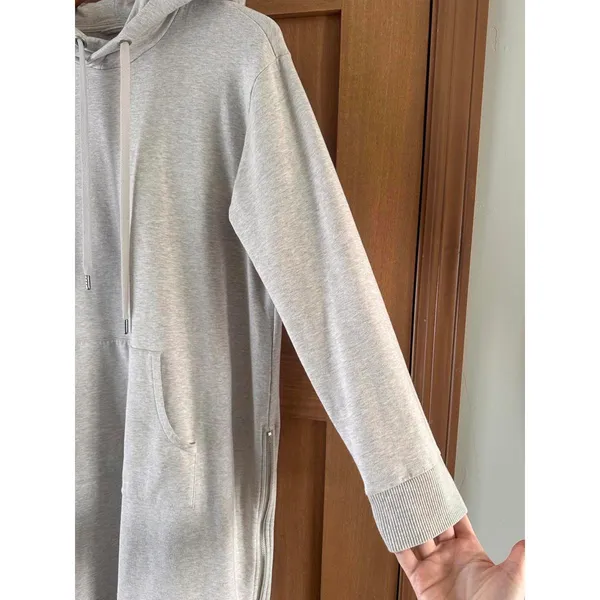 Garnet Hill Trainer Hooded Sweater Mini Dress Oatmeal Beige Women’s size Small - Image 3