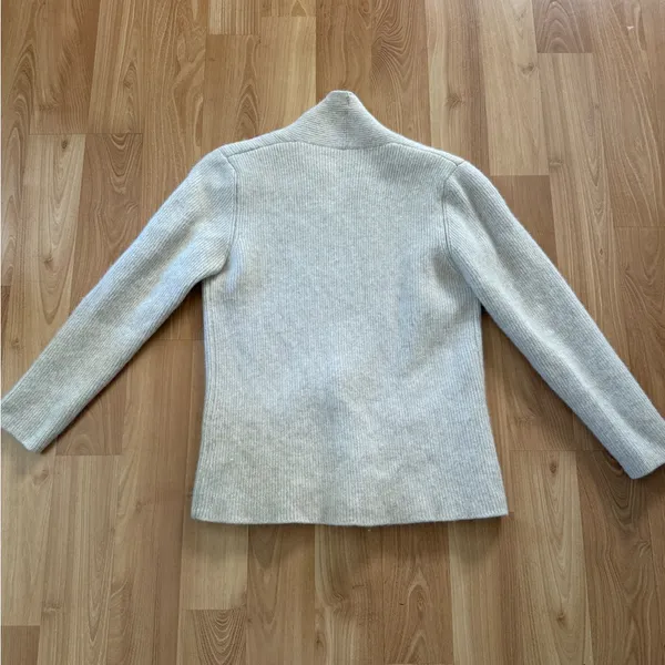J.Crew Vintage 100% Wool Beige Sweater Cardigan Blazer size small medium - Image 2