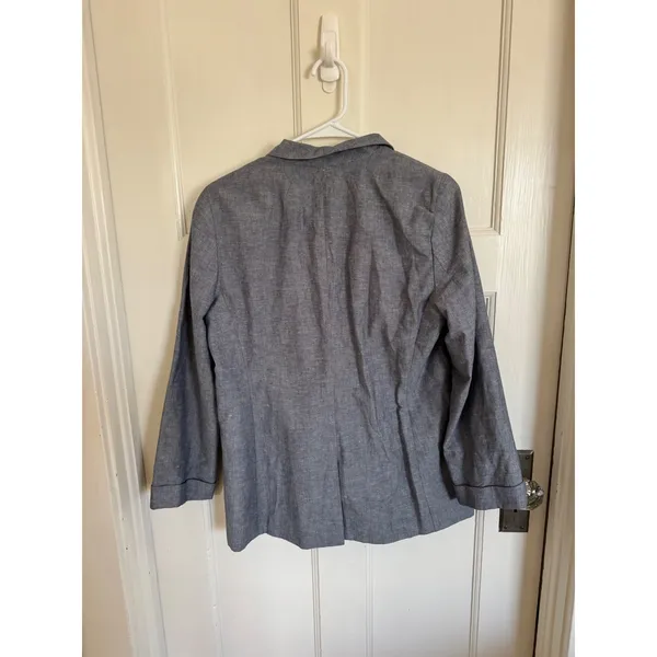 J.Crew Unstructured Shawl Collar linen cotton blend blue/gray blazer size 8 - Image 4