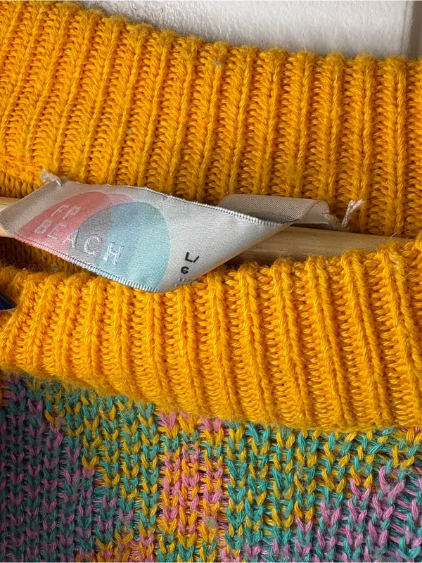 Free People Beach Color block Knitted Bohochic Colorful Sweater Coastal Cowgirl - Image 5