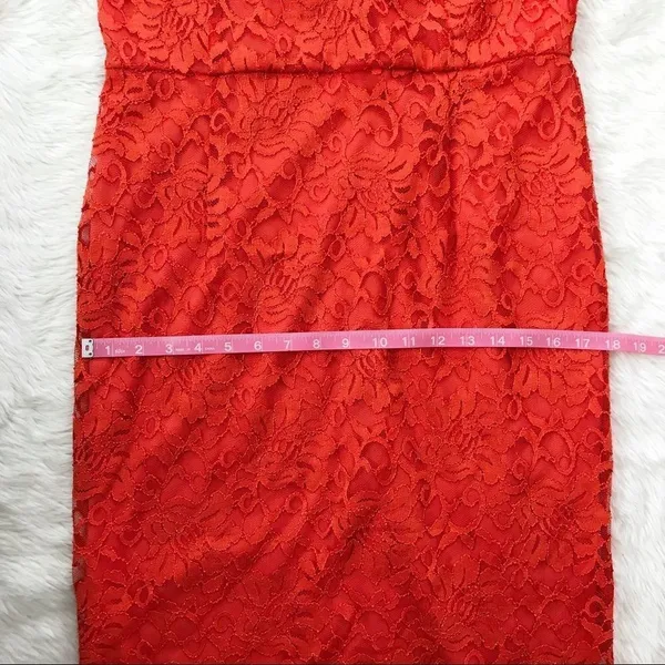 THALIA SODI Strapless Lace Cocktail Dress Medium Orange Midi Cocktail‎ Party New - Image 11