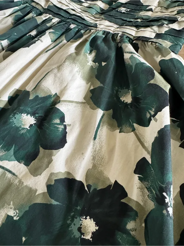 Abercrombie & Fitch Emerson Poplin Green Floral Mini Dress size medium - Image 8