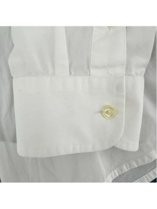 Lauren Ralph Lauren White Cotton Button Front Shirt Tab Up Long Sleeves Heritage - Image 4