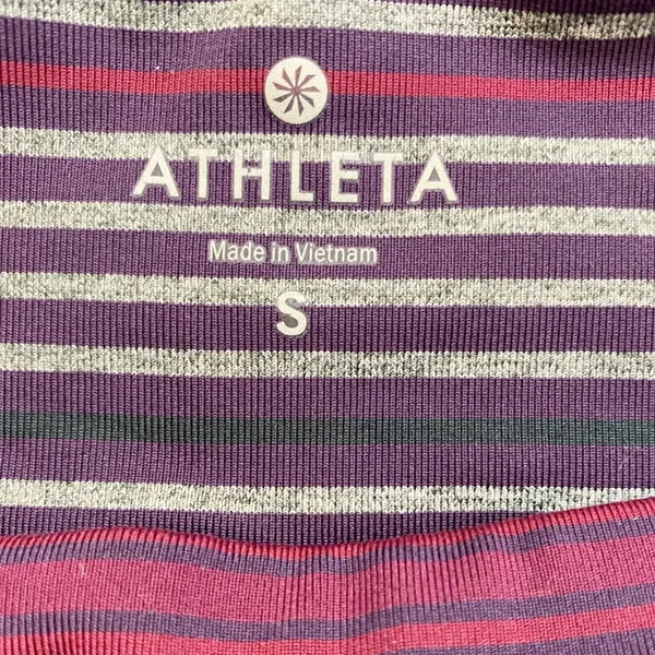 Athleta Womens‎ High Rise Striped Leggings Purple Burgundy Grey Small 349333-01 - Image 4