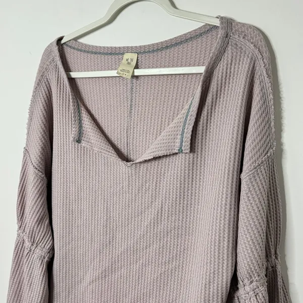 Free People We The Free Thermal Waffle Knit Dahlia Top Size Small Sweater - Image 5