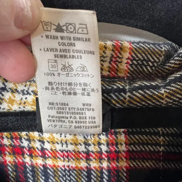 Patagonia Womens Organic Cotton Plaid‎ Flannel Popover Shirt Navy Red Yellow 12 - Image 7