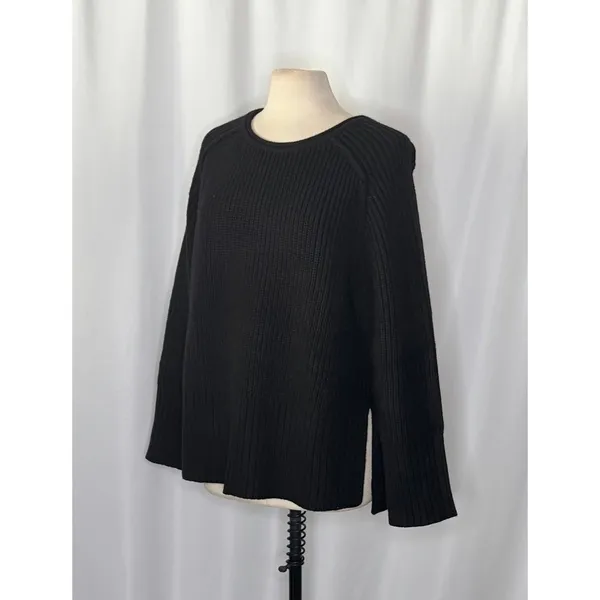 ZARA Wool Blend Solid‎ Black Shaker Knit Pullover Sweater Minimalist Medium - Image 8