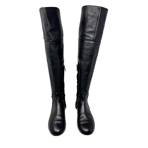 Christian Dior Galliano Ethnic Black Leather Studded OTK Boots EU 40 FW2004 Y2K - Image 3
