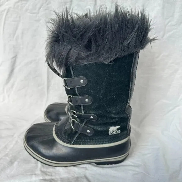 Sorel Joan of Arctic Black Leather Lace Up Winter Boots Outdoors Snow‎ Size 5 - Image 3