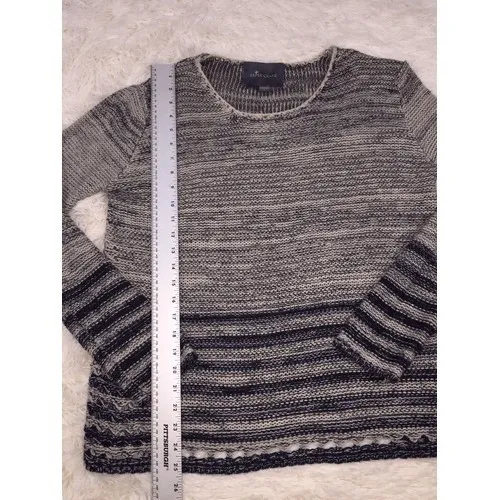 Paper Crane Urban Outfitters Grey Blue Striped Woven Long Sleeve Top Size Large - Image 5
