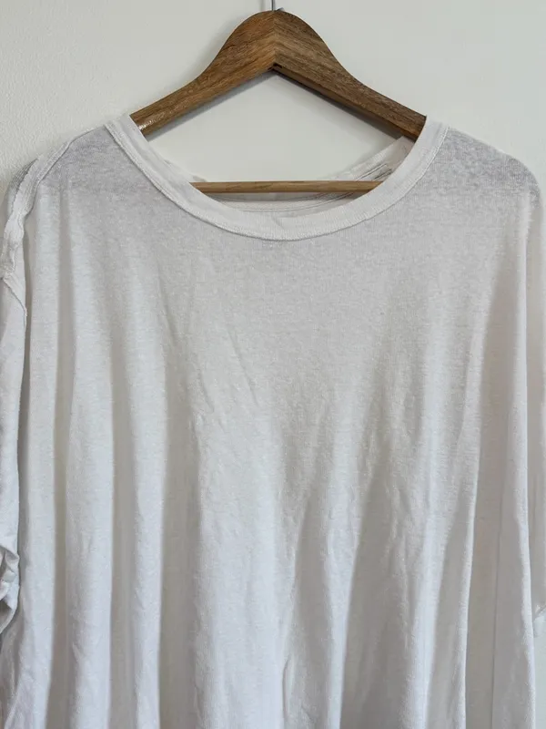 Free People We the Free White Tee Size XL Linen Cotton Shirt Top - Image 4