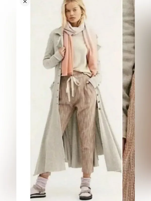 FREE PEOPLE Caraway Tapered Striped Cotton Pants Size 4 NWT Boho Coastal Casual - Image 3