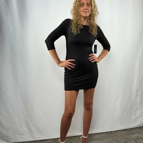 NWT Lulus Long Sleeve Open‎ Back Bodycon Mini Dress in Black Size Small - Image 7