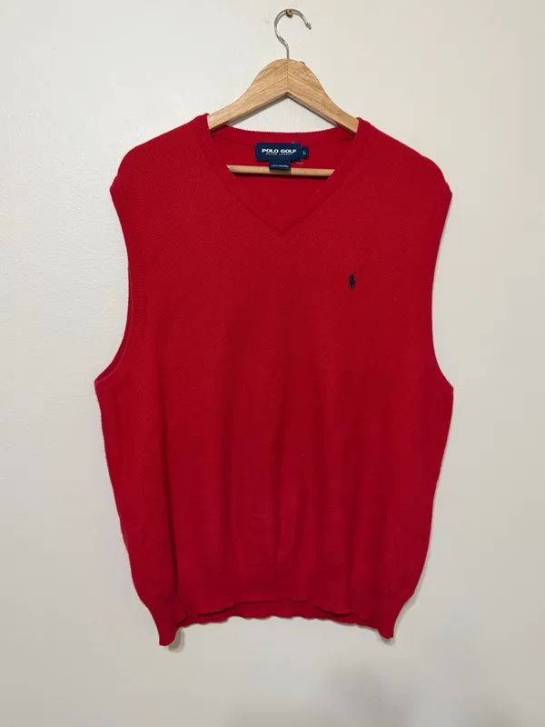Ralph Lauren Polo Sweater Vest Size L/XL Women’s Large XL Red Knit Cotton - Image 2