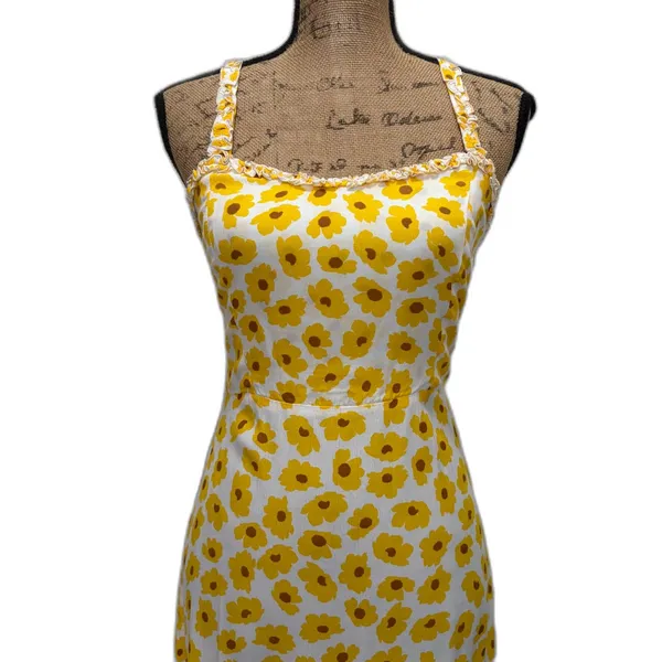 Faithfull the Brand Noemie‎ Midi Dress Yellow Constance Floral Print Size Small - Image 2