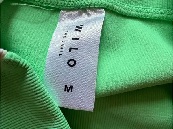 Wilo The Label Ribbed Cross Waist Biker Shorts Mint Green White Stripe Medium M - Image 5