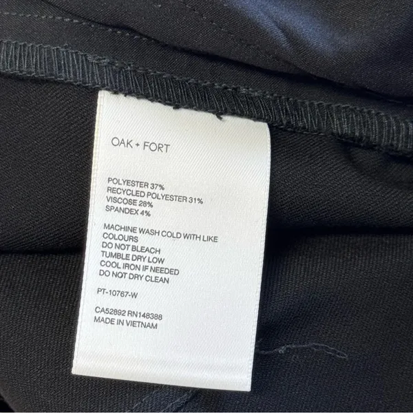 NWT OAK + FORT Women’s Wide Leg Contemporary Minimalist Trouser Pants Black Sz 2 - Image 8