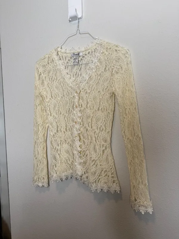Cream Lace long sleeve Bohemian Chic Shirt - Image 5