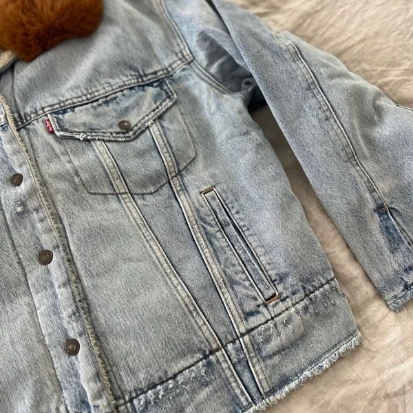 Levi's Brand New Faux Fur Collar Sherpa Jean Jacket - Image 6