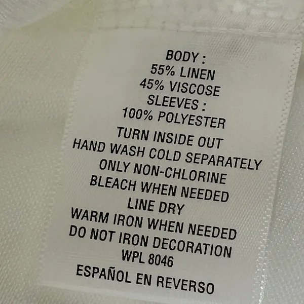 JM Collection White Linen Blend Embellished‎ V-Neck Tunic Top XL FLAW - Image 5