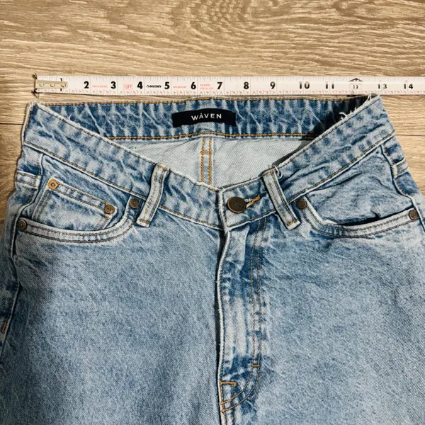 Waven Tova 90s Wide Leg Jeans V-Waist Light Blue Raw Hem Womens 26 x 31‎ US 4 - Image 4
