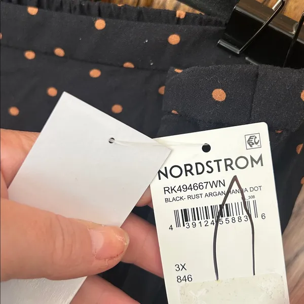 Nwt Nordstrom Rack Black Rust Hanna Polka Dot Soft Pants Wide Leg Minimalist 3X‎ - Image 3
