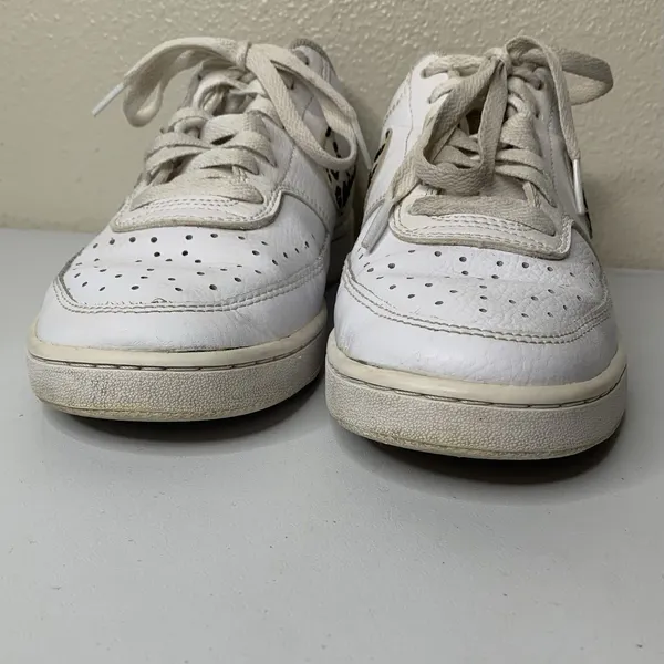 Nike Court Vision Low Womens Sz 9 White Desert Leopard Swoosh Shoes Sneakers - Image 3
