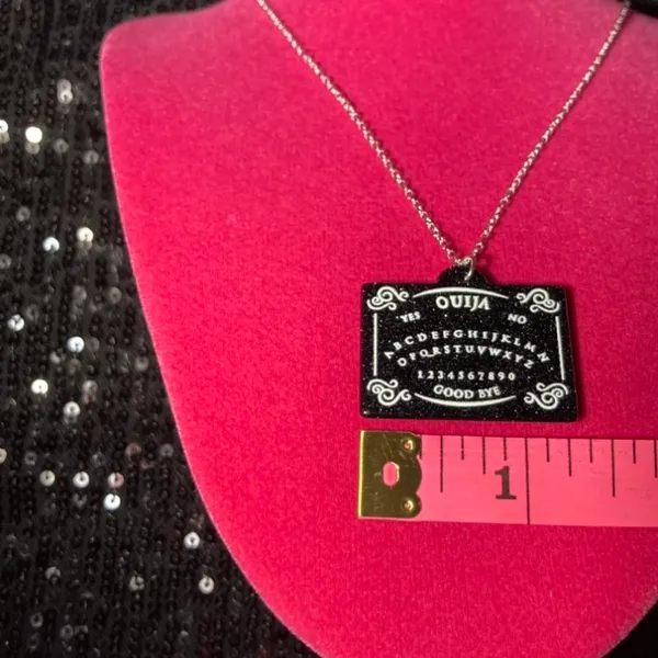 Sterling Silver Spooky Season Ouija Board Necklace 925 Planchette Earrings emo - Image 9
