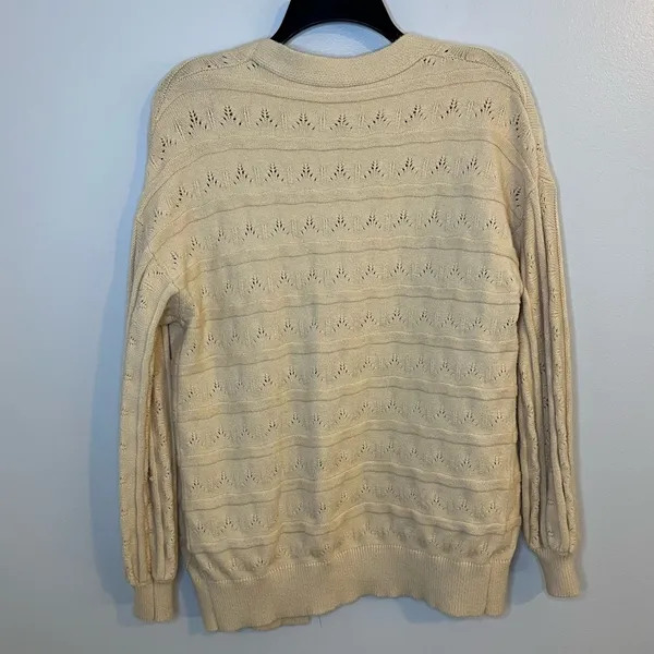 Women’s Khaki Chunky Knit Cardigan Sweater Size Medium - Image 2