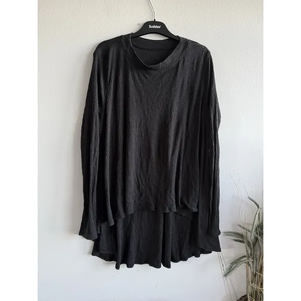 Lululemon Top‎ Dare to Drape Ribbed Knit Long Sleeve Tencel Cotton Grey Large - Image 2