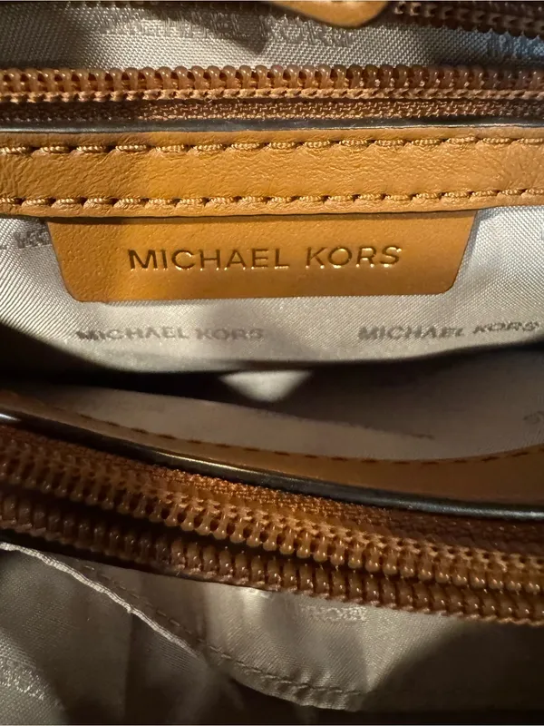 Michael Kors Dark Brown MK Logo Chain-Strap Shoulder Bag - Image 9