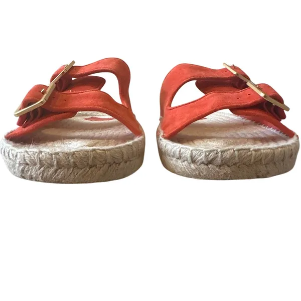 Tory Burch Orange‎ Suede Two Band Espadrille Sandals 8.5 - Image 2