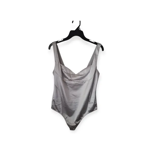 Free People Satin Sweetheart Bodysuit Dusk To Dawn Silver - Image 2