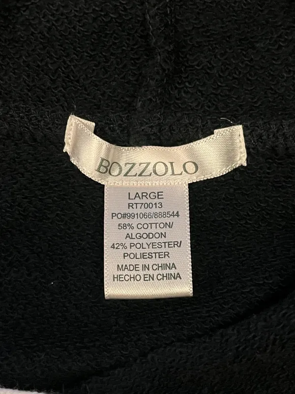 Bozzolo Hoodie Womens Large Navy Cropped Pullover Sweatshirt Red White Trim - Image 5
