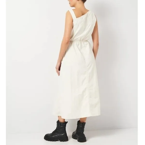 Zara Asymmetric Nylon Midi Dress Ecru White Size Small - Image 3