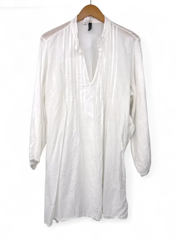RALPH LAUREN | L |Split Neck Pintuck Pleated Top Tunic Swim Cover Up Oversized - Image 2