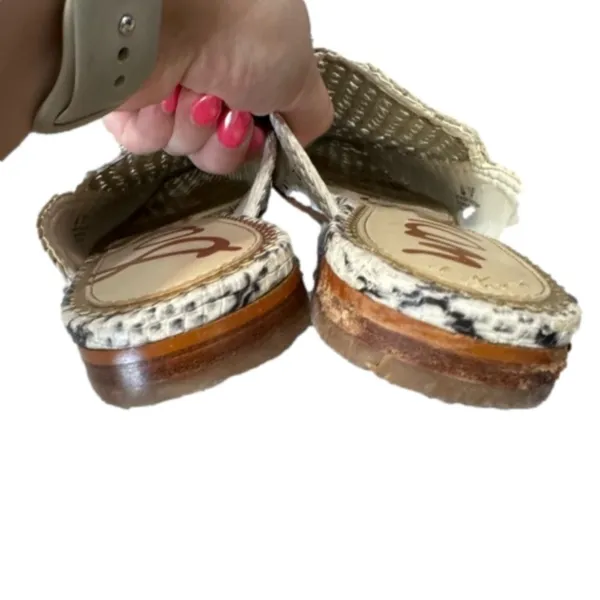 Sam Edelman Cream Elva Slip On Woven Mule Flats - Image 8