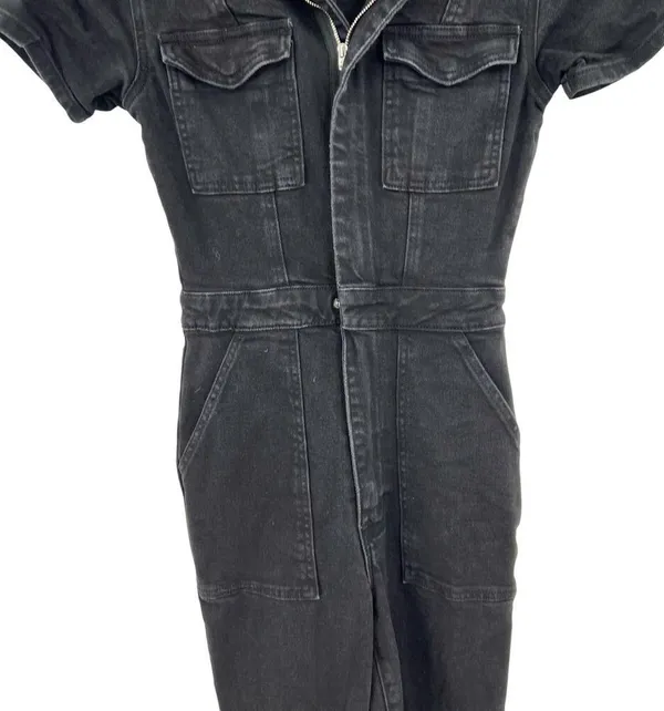 Good American Fit For Success Zippered Jumpsuit In Black099 Denim Size 1 / Small - Image 5
